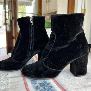 Black velvet heeled booties